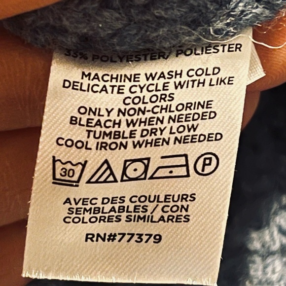 Ann Taylor Weekend Dusty Blue Mock Neck Button-Shoulder Sweater size L - Picture 9 of 11